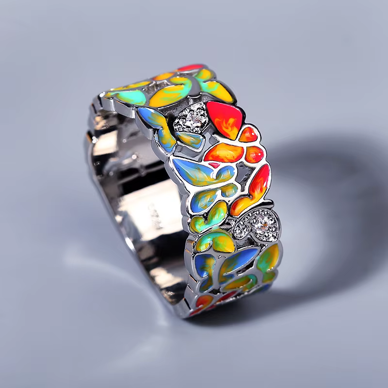 Bague exquise pour femme, document en or, Rotterdam, kling, rose, bleu, saphir, papillon, bijoux chi