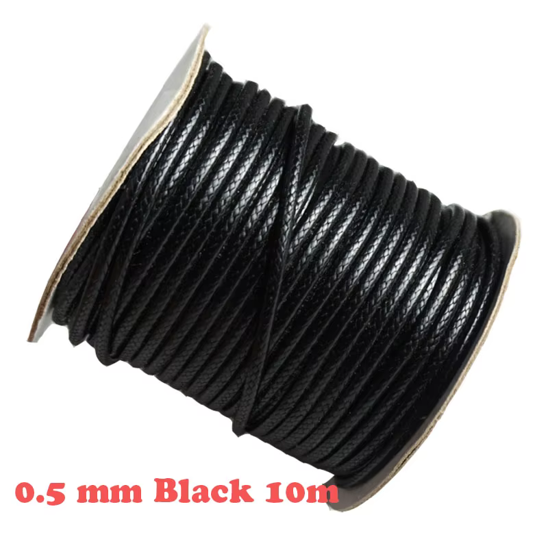 Fil ciré noir pour bijoux exécutifs, ULde collier, sangle de ficelle, 0.5mm, 0.8mm, 1mm, 1.5mm, 2mm,