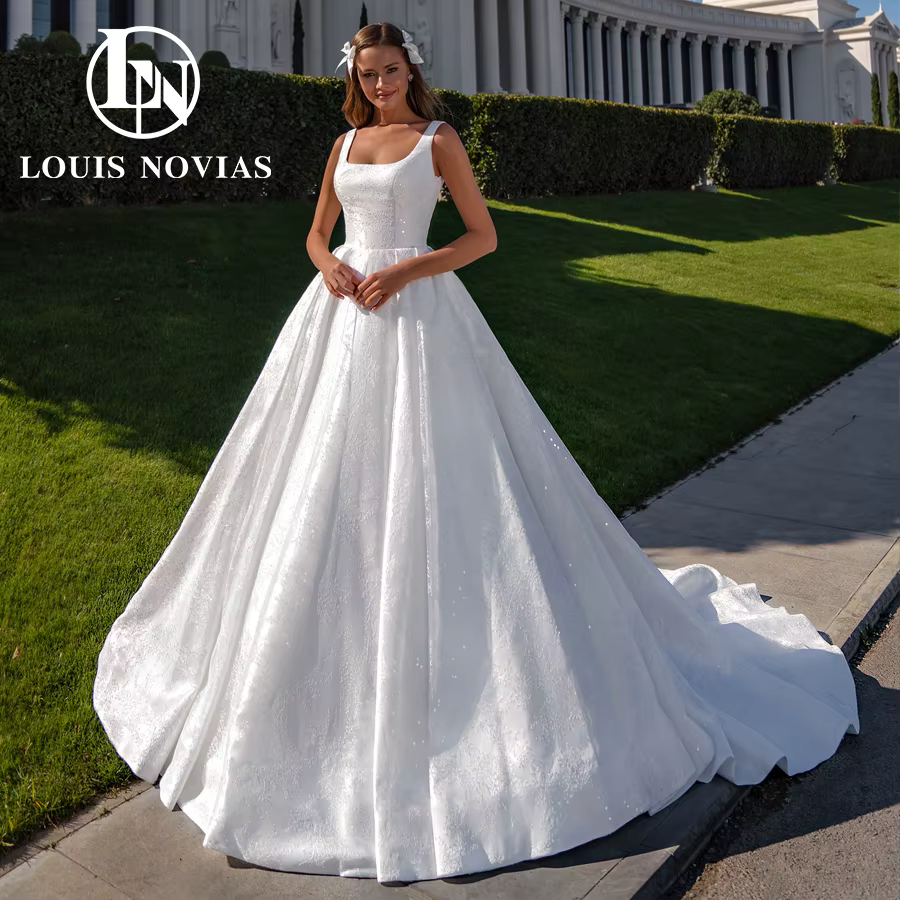Modiis-Robe de mariée en dentelle dos nu A-Line, robes de mariée en fibre, col carré, sexy, élégante