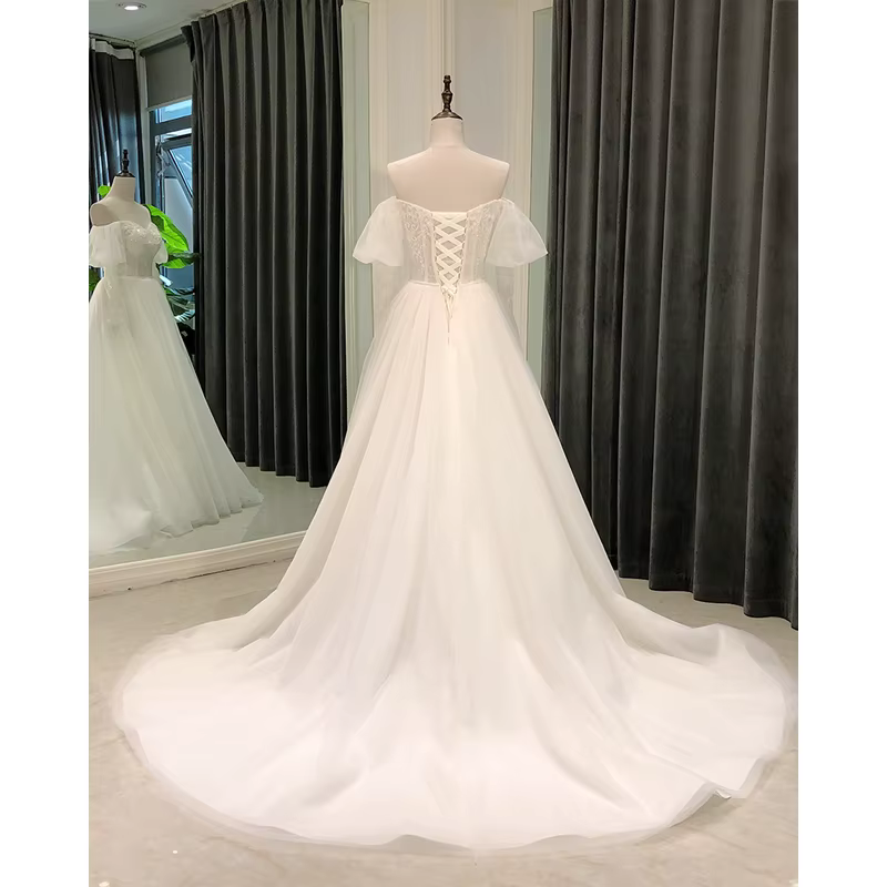 SL-8174 personnalisé simple robe de mariée pour mariage civil plage boho robes de mariée pour femme 