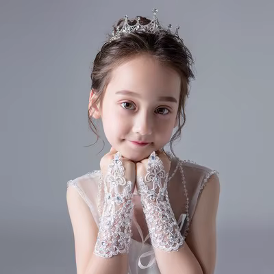 2019 mode beauté fille rouge blanc sans doigts gants de mariage dentelle perlée pour accessoires de 
