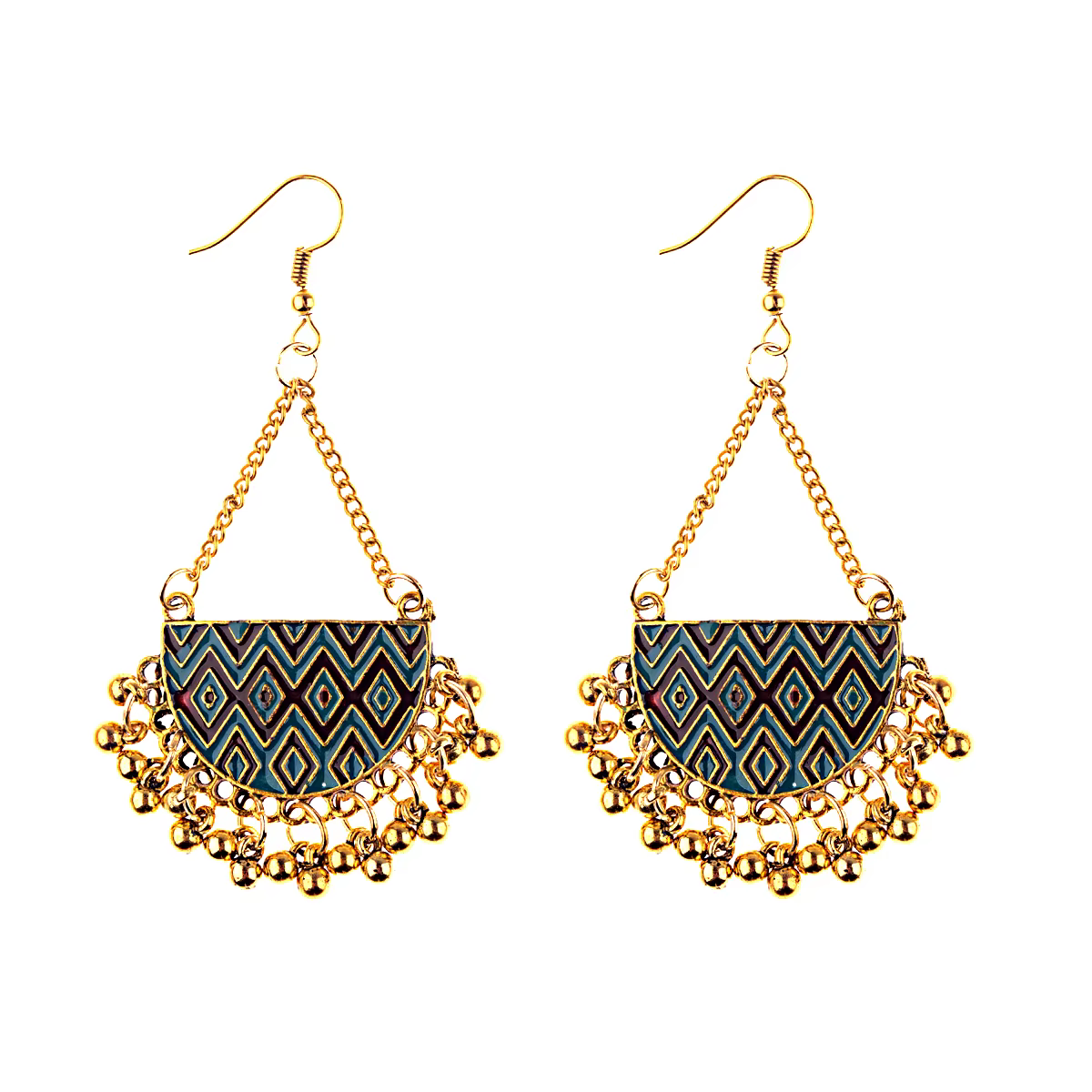 Jhumka-Boucles d'oreilles pendantes indiennes pour femmes et filles, perles vintage, bijoux en or, p