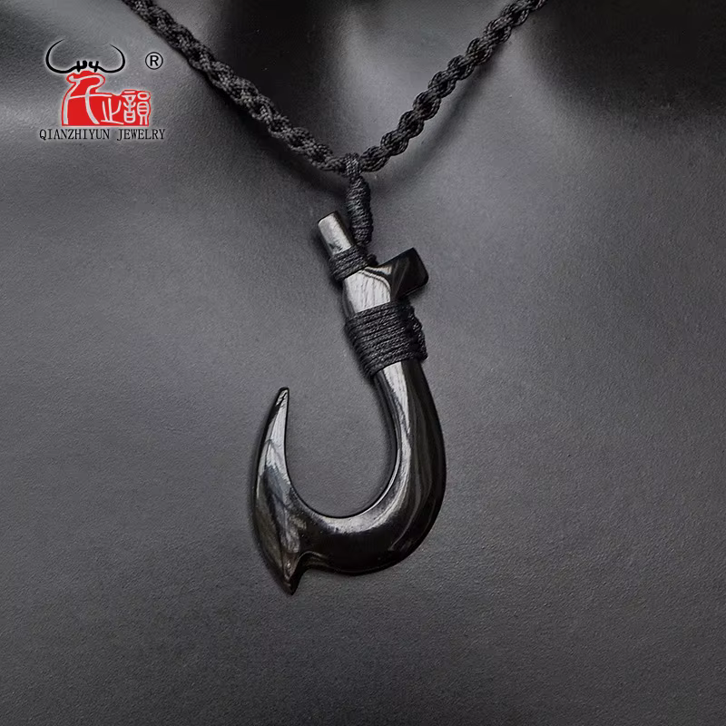 Bijoux de surfeur hawaïen sculptés à la main pour hommes et femmes, oeuvre de buffle, pendentif hame