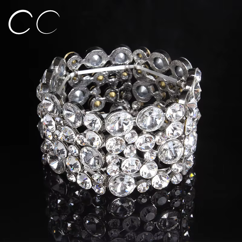 Bijoux de mariage Bracelet pour mariées brillant cristal autrichien bracelets réglables pour les fem