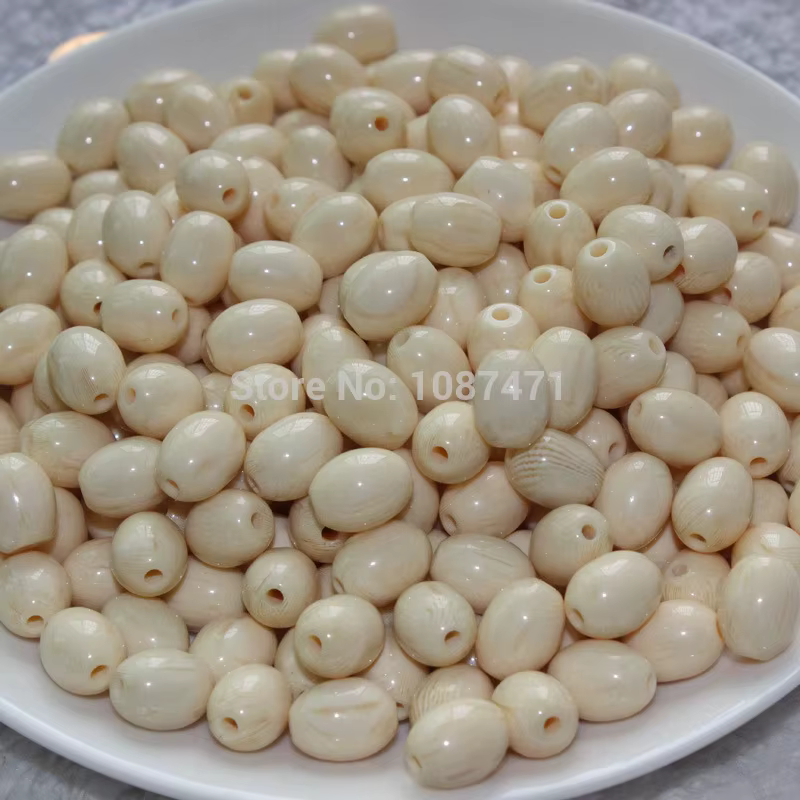 Perles ovales ivoire de haute imitation, accessoires de bijoux, bracelet, 8mm x 12mm, 100 pièces