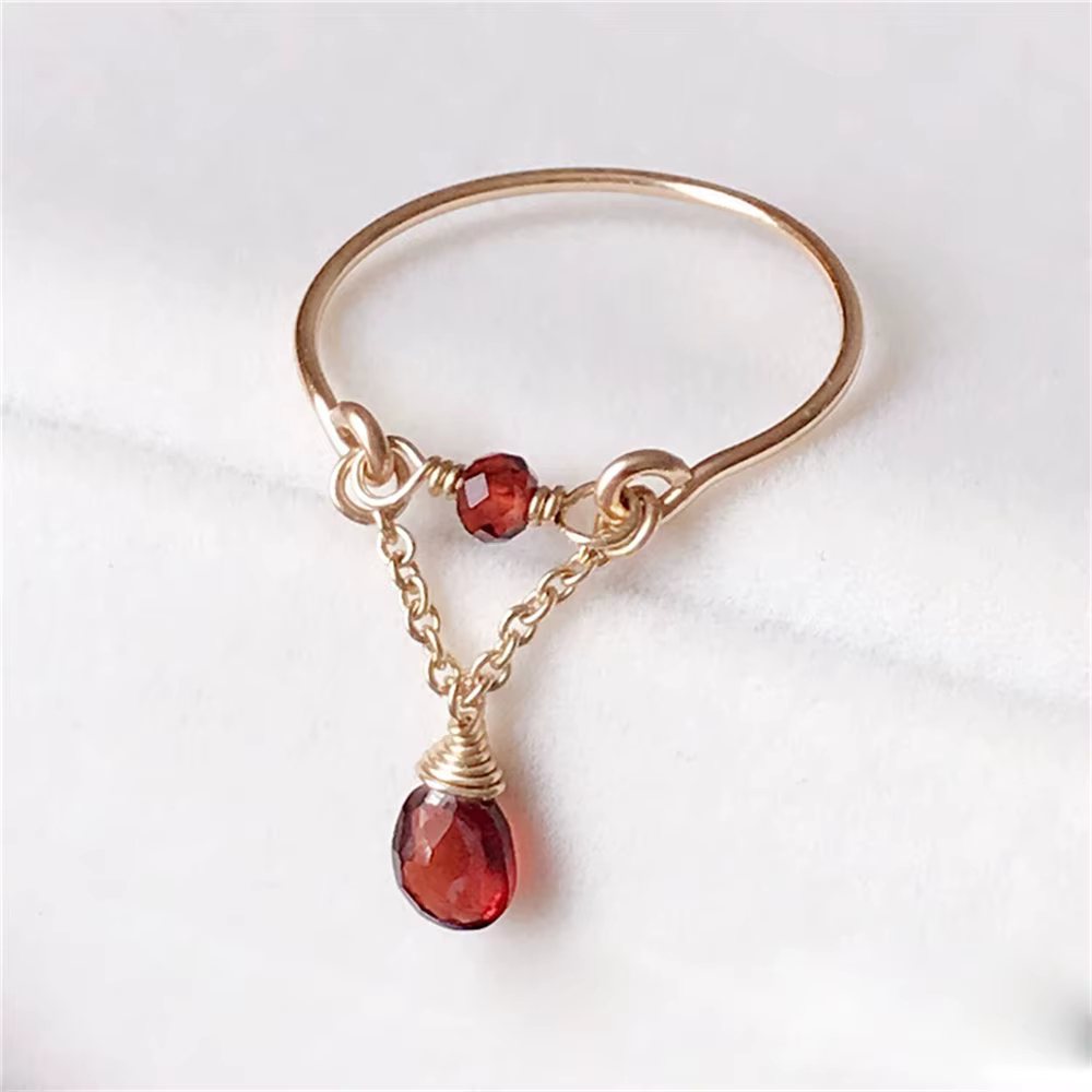 Anneaux d'articulation en grenat naturel, bijoux remplis d'or faits à la main, style Boho, bijoux bo