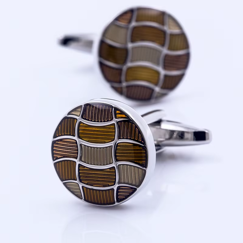 KFLK – boutons de manchettes ronds bruns pour hommes, marque de bijoux de haute qualité pour chemise