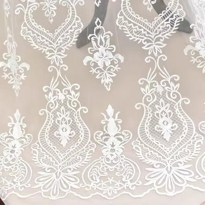 Tissu en dentelle et maille brodée de paillettes de Style européen, matériel de décoration pour robe