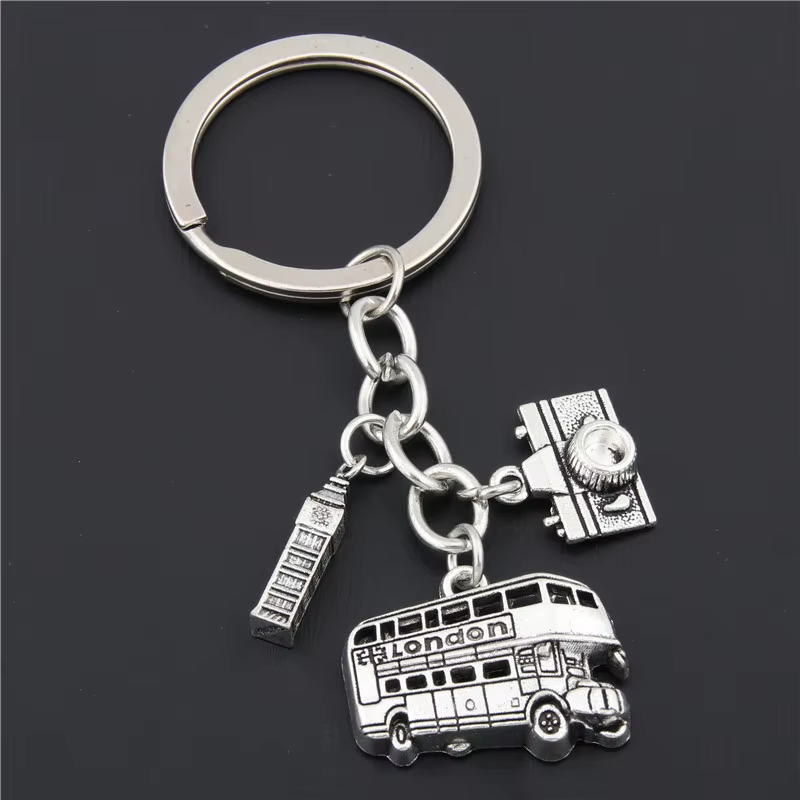 Porte-clés Big Ben de londres, 1 pièce, breloques de Bus de londres avec caméra, cadeau anglais pour