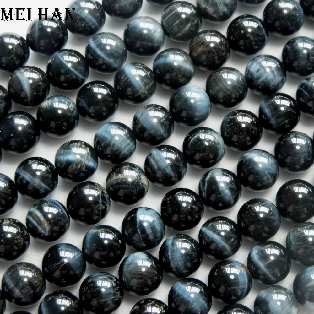 Perles rondes lisses en œil de faucon naturel Meihan, 6 mm-12 mm, pour la création de bijoux DIY, br