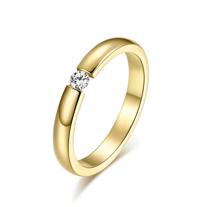 Bague de fiançailles pour femmes, en acier inoxydable, couleur argent, or, cadeau pour fille, taille