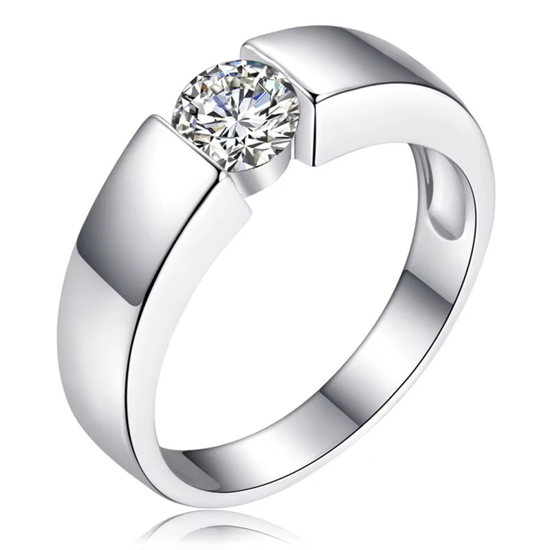 Bague en or blanc 18 carats certifiée, solitaire 0,3 carat, bague de fiançailles en moissanite, bijo