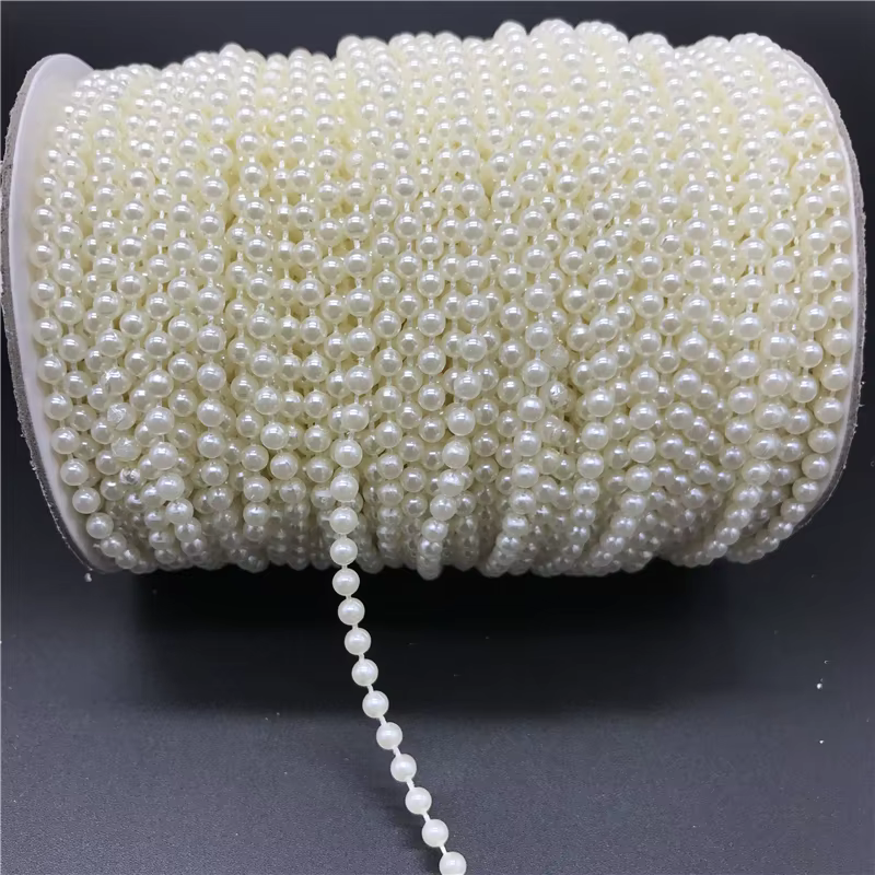 2.5-10mm 2yards blanc ivoire Imitation perles chaîne guirlande perles acryliques pour la décoration 