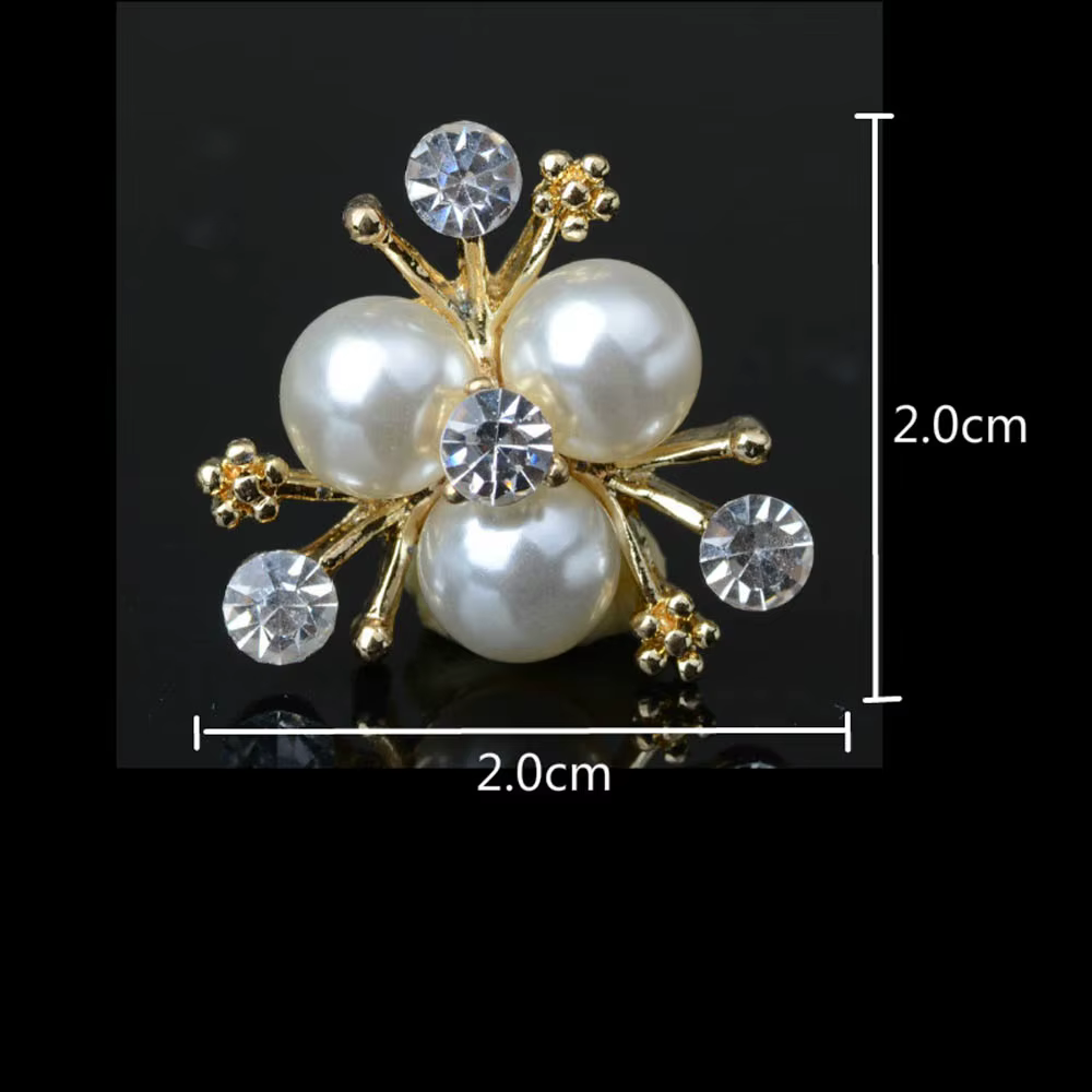 Embellissement à dos plat avec boutons en or et perles, 10 pièces/lot, pour bricolage, nœud pour che