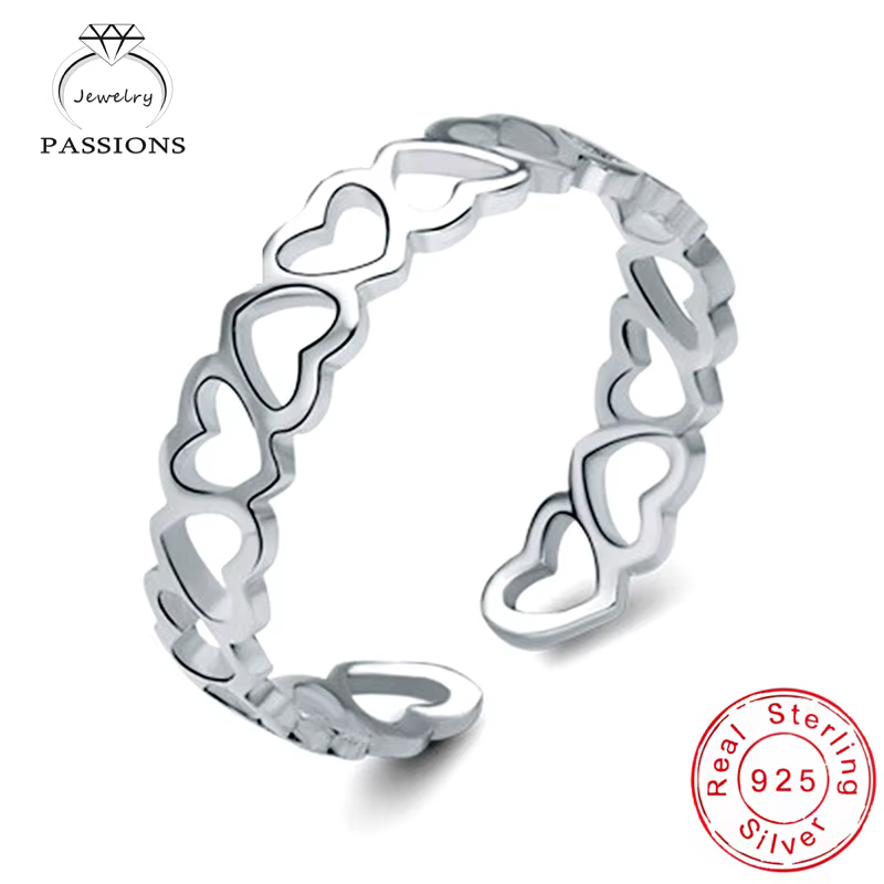 LYNNE bijoux mode 925 bague en argent Sterling en gros Vintage creux amour coeur ouvert redimensionn