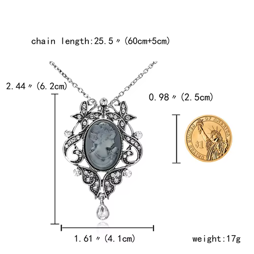 Rinhoo – colliers et pendentifs en cristal pour femmes, Vintage, camée, reine, fleur, tête de beauté