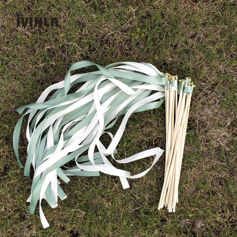 Baguettes de mariage blanches et vertes avec cloche, 50 pièces/lot, pour décoration de mariage, offr