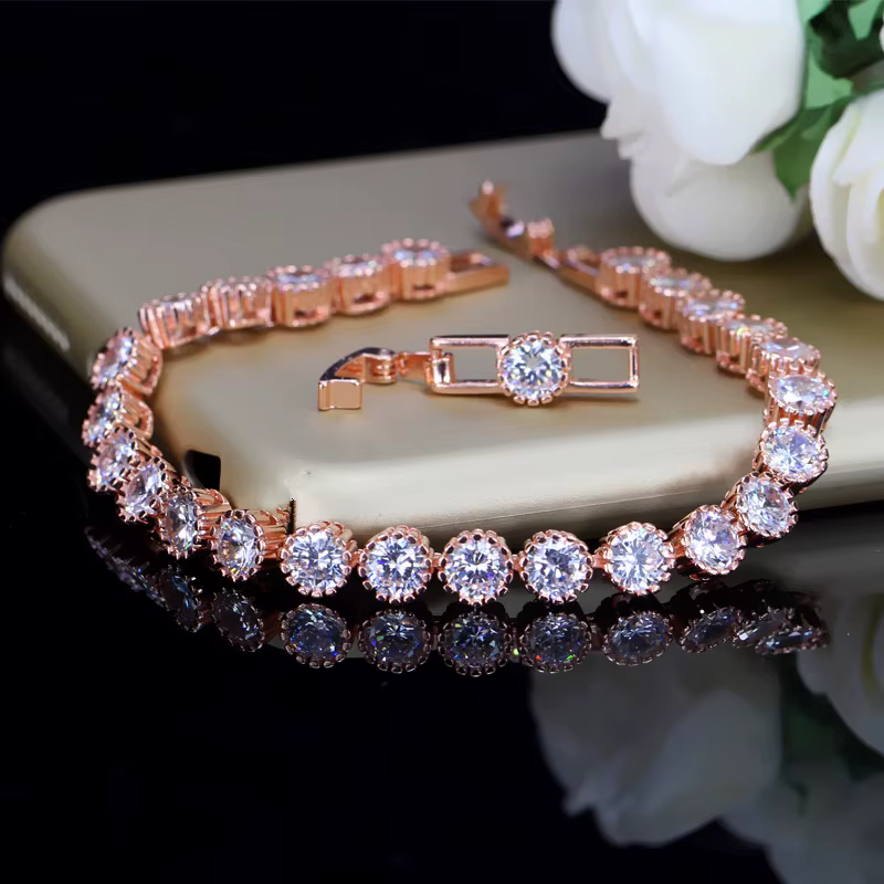BeaQueen – Bracelets de Tennis en pierre de zircone pour femmes, marque de luxe, couleur jaune or, b