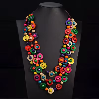 UDDEIN bohême ethnique collier et pendentif multicouche perles bois bijoux Vintage déclaration Long 