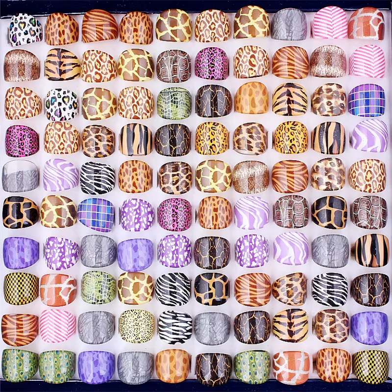 QianBei 50 pièces belle mélange résine anneau femmes anneaux colorés en gros bijoux fête Lots