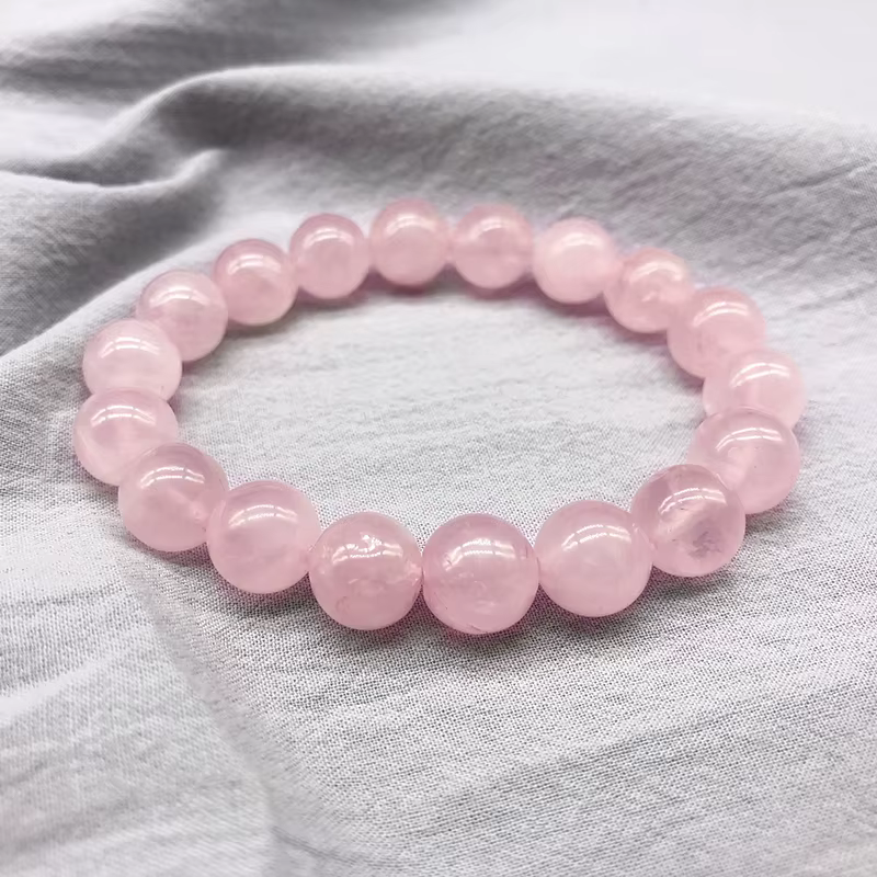 Bracelet extensible en pierre naturelle de quartz rose en poudre, bijoux perlés, cadeau pour femme e
