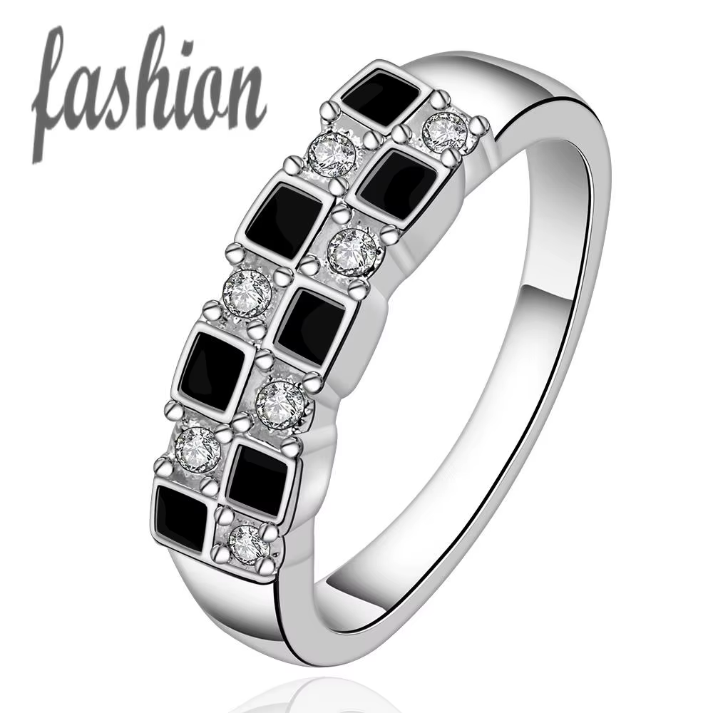 Bague plaquée argent avec cristal incrusté pour femme, bijoux fantaisie, bague de fiançailles, super