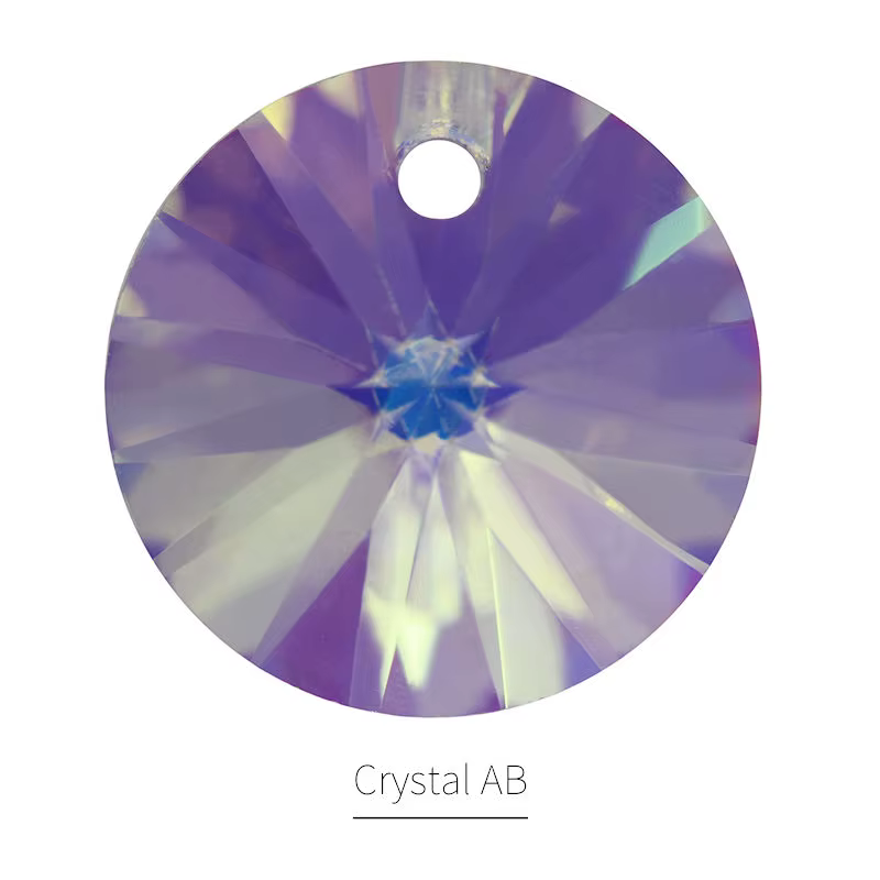 Astrobox élégant Rivoli rond K9 verre strass clair minuscule diamant pendentif bricolage boucle d'or