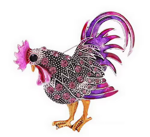Grande broche en forme de coq pour femme, bijoux français, à la mode, strass, cristal, multicolore, 