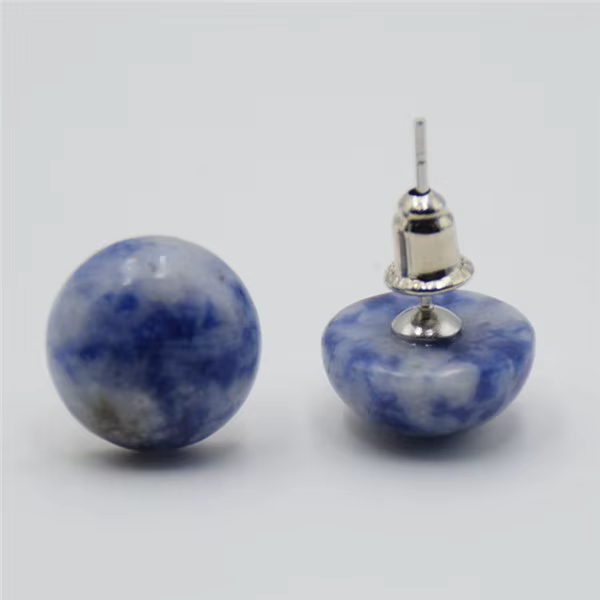 Boucles d'oreilles en forme de demi-boule pour femmes, Style Simple, mode, pierre naturelle, cristal