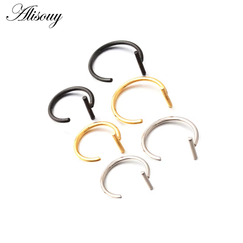 Alisouy – faux Septum en acier inoxydable, 1 pièce, anneau de nez, couleur or, Labret, lèvre, cercea