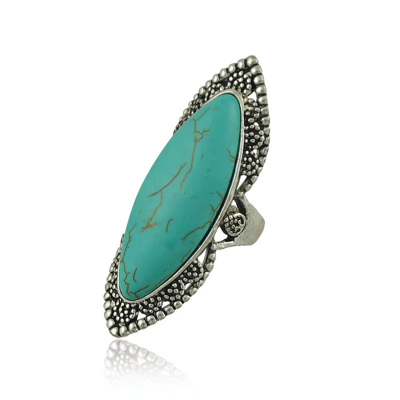 Yumfeel-Bague tibétaine turquoise en argent vintage pour femme, 3 modèles au choix, bijoux de doigt,