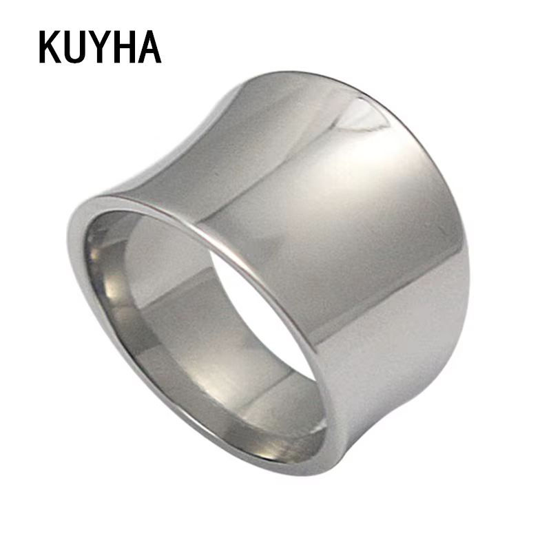 Bague brillante unie en acier inoxydable pour femme, style irrégulier punk, métal document argenté, 