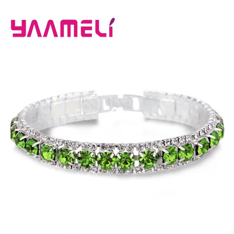 Top vente 925 timbre couleur argent Bracelets plein AAA Zircon cristal autrichien Femme femmes lien 
