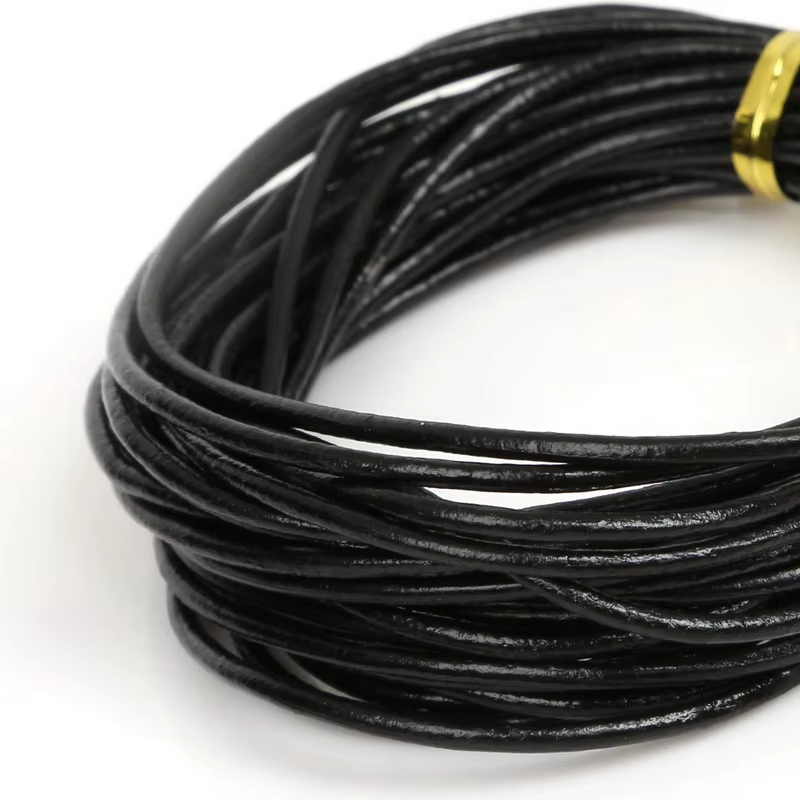 Cordon rond en cuir 100% véritable, 5M de diamètre, 2mm, couleurs mélangées, pour bijoux, accessoire