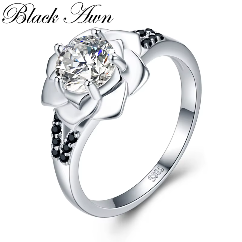 2019 nouvelles fleurs romantiques 925 bijoux en argent sterling haute fiançailles bague de fiançaill