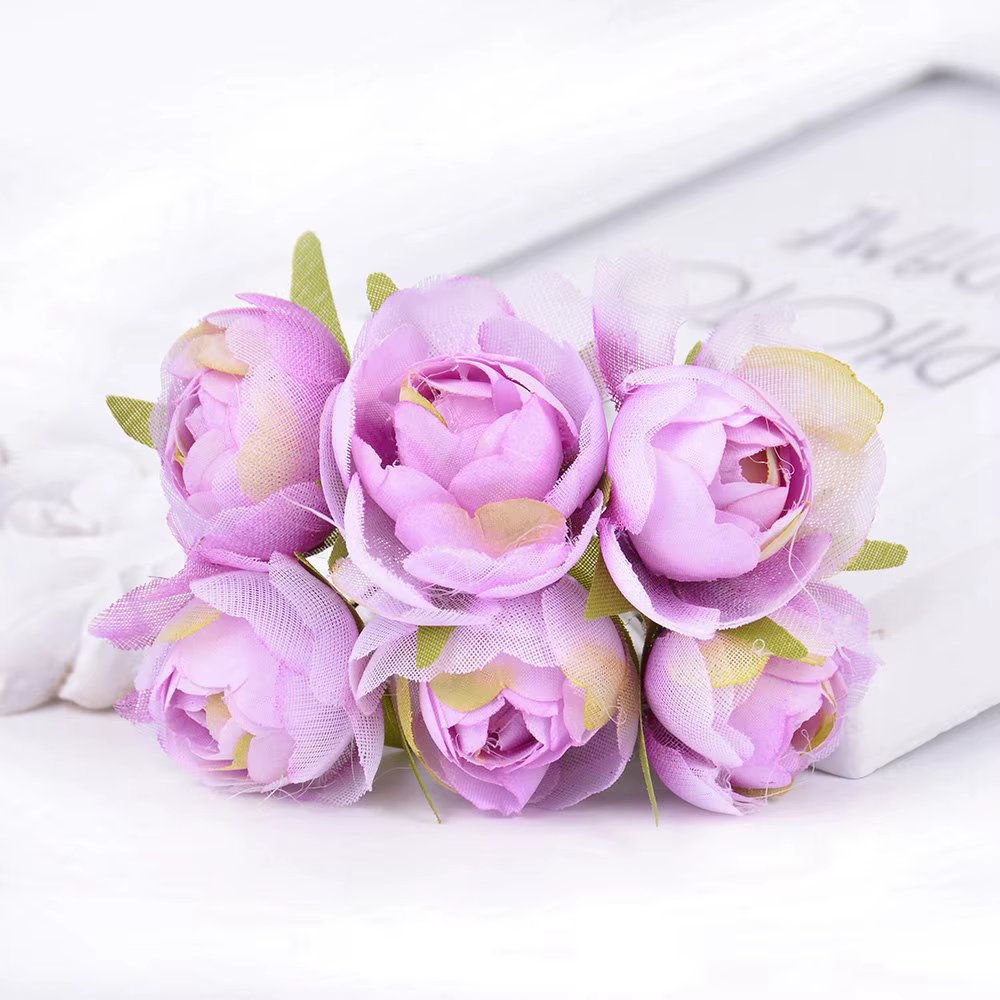 Bouquet de roses et de pivoines artificielles en soie, 6/lot, fausses fleurs, pour décoration de mar
