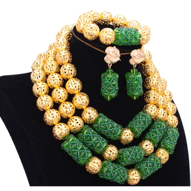 Ensembles de bijoux en perles vertes Dudo pour femmes mariage 2025