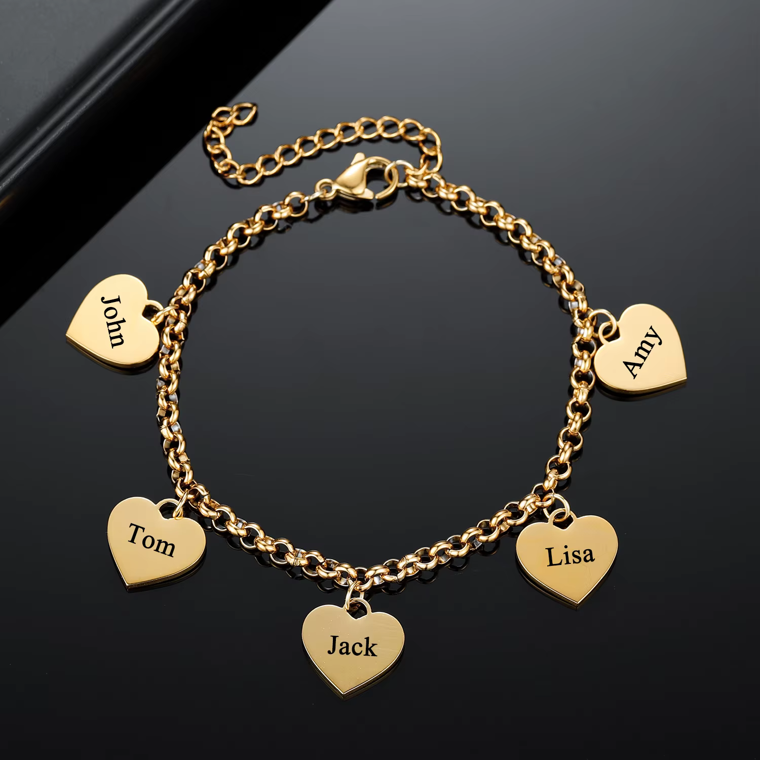Bracelet à breloques en forme de cœur gravé, bijoux de noël personnalisés, cadeaux pour sa maman et 