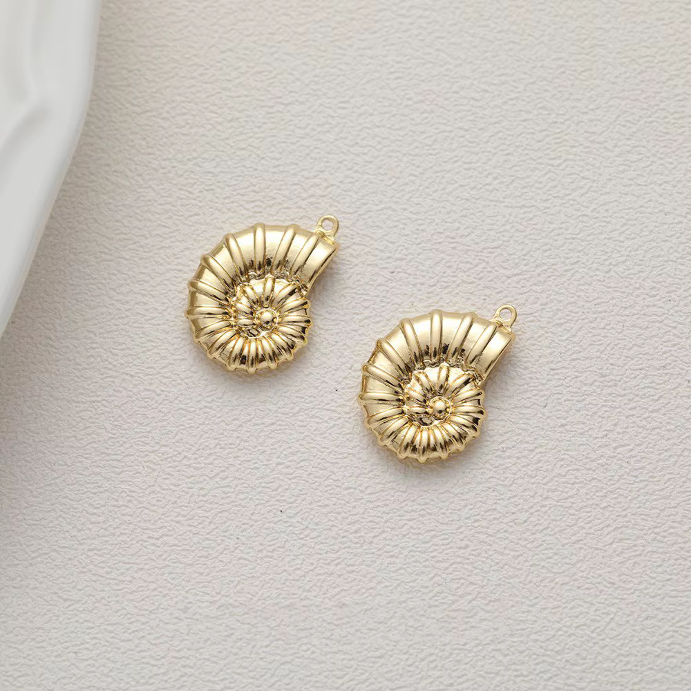 Pendentif en cuivre plaqué or 14k, 4 pièces, coquille de conque, pour la fabrication de bijoux, coll