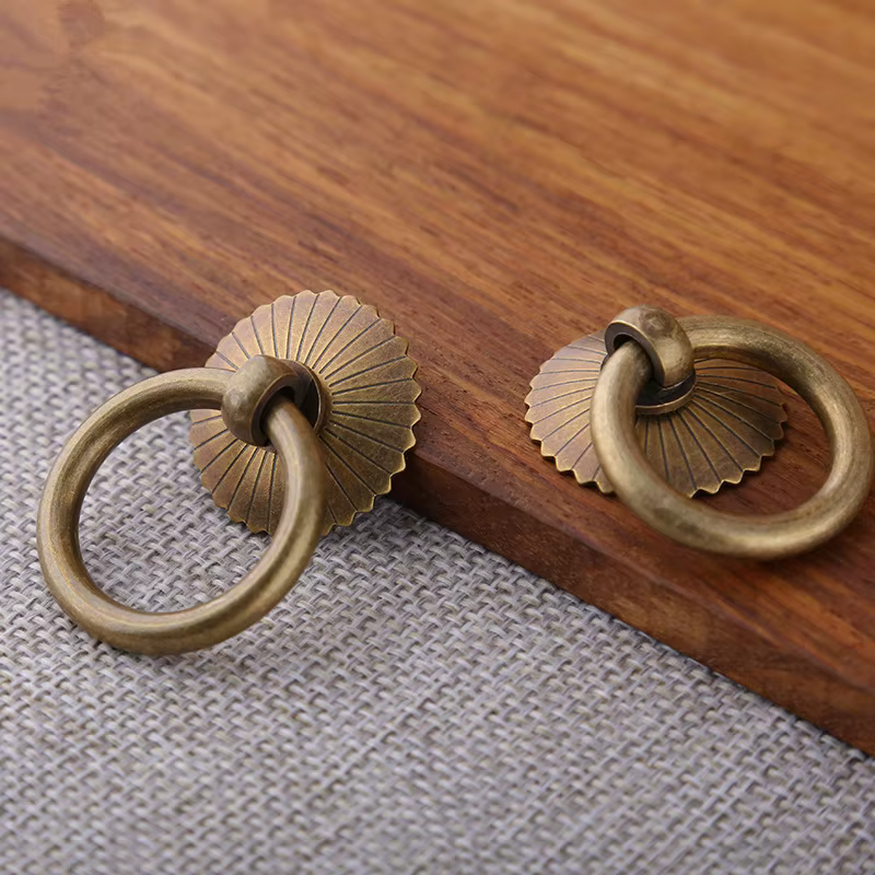Vintage En Laiton Armoire Anneau lèvent Tirette Or Cuisine MELChi conseil Porte Handles-1Pack