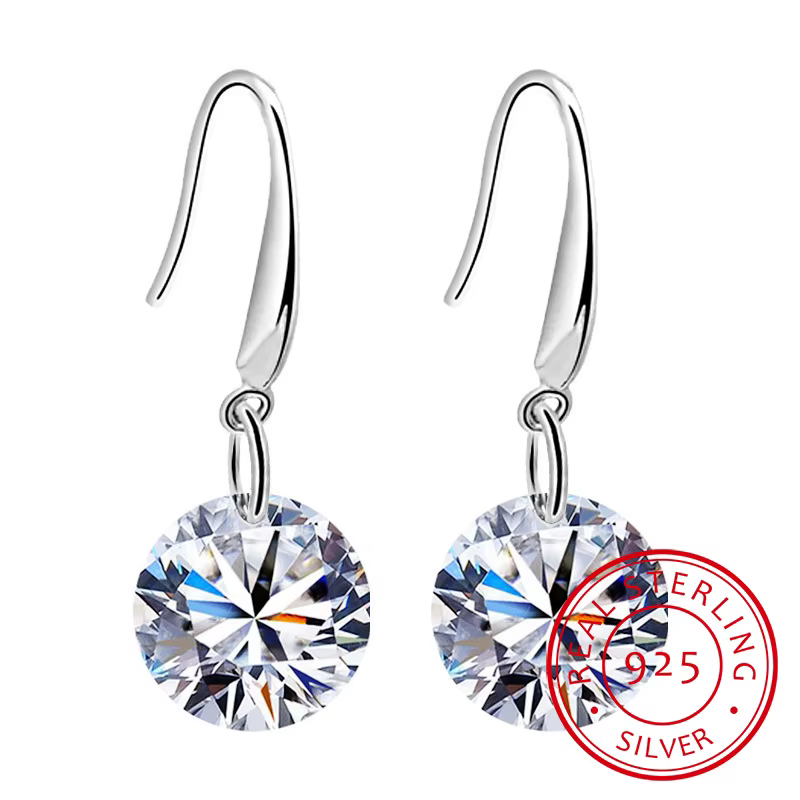 Boucle d'oreille ronde Simple en cristal autrichien pour femmes, perles colorées, bijoux en argent S
