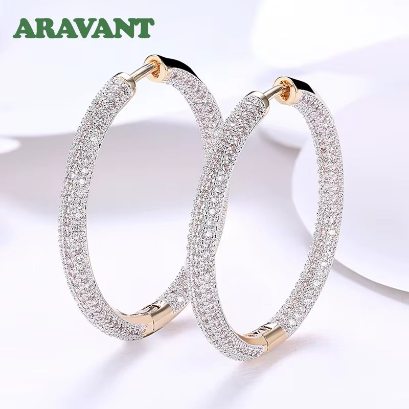 Boucles d'oreilles créoles cercle en or 18 carats pour femme, argent 925, 34mm, bijoux de mariage à