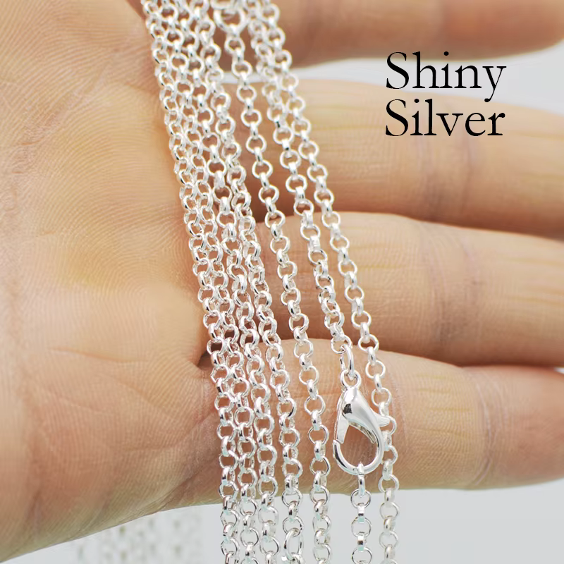 20 Pièces Rolo Chaîne Collier pour Femmes En Gros Or Couleur Bronze Cuivre Noir Argent Plaqué Rolo C
