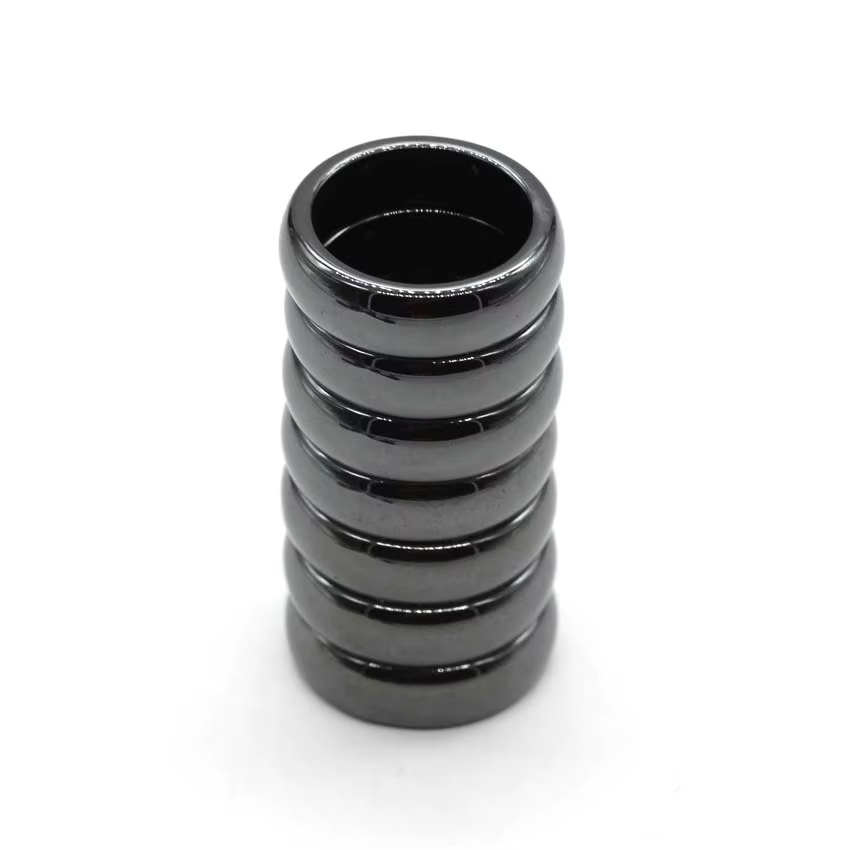 Bague en pierre de guérison magnétique en hématite noire naturelle, 5 pièces, bandes de 6mm, tailles