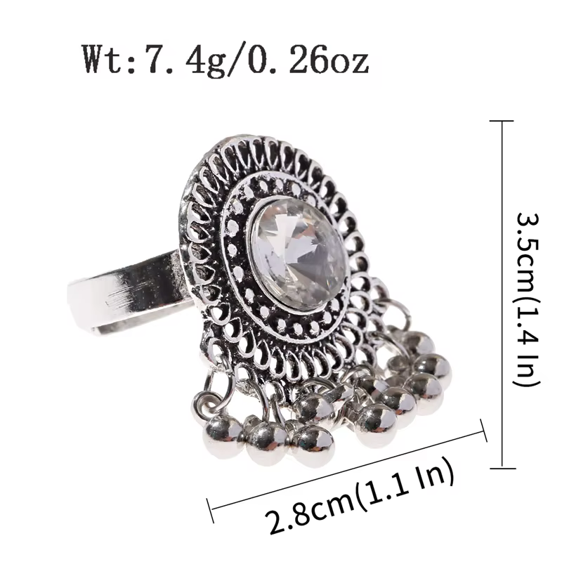 Bague rétro vintage en or avec grande fleur pour femme, bijoux en alliage creux ethnique antique tur