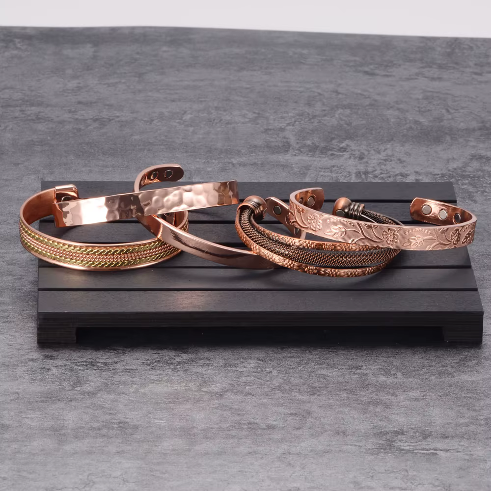 Vinterly Bracelet en cuivre pur hommes magnétique Vintage réglable aimant élevé manchette ouverte br