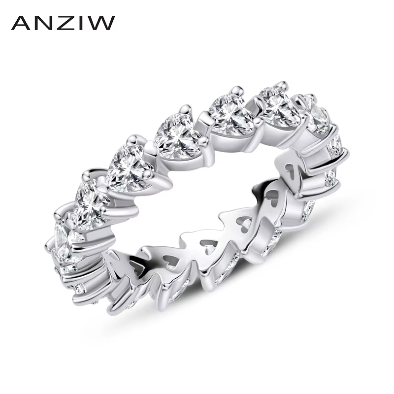 Bague de fiançailles en argent regardé 925 pour femme, coupe cœur, bijoux pour patients, anneau de m