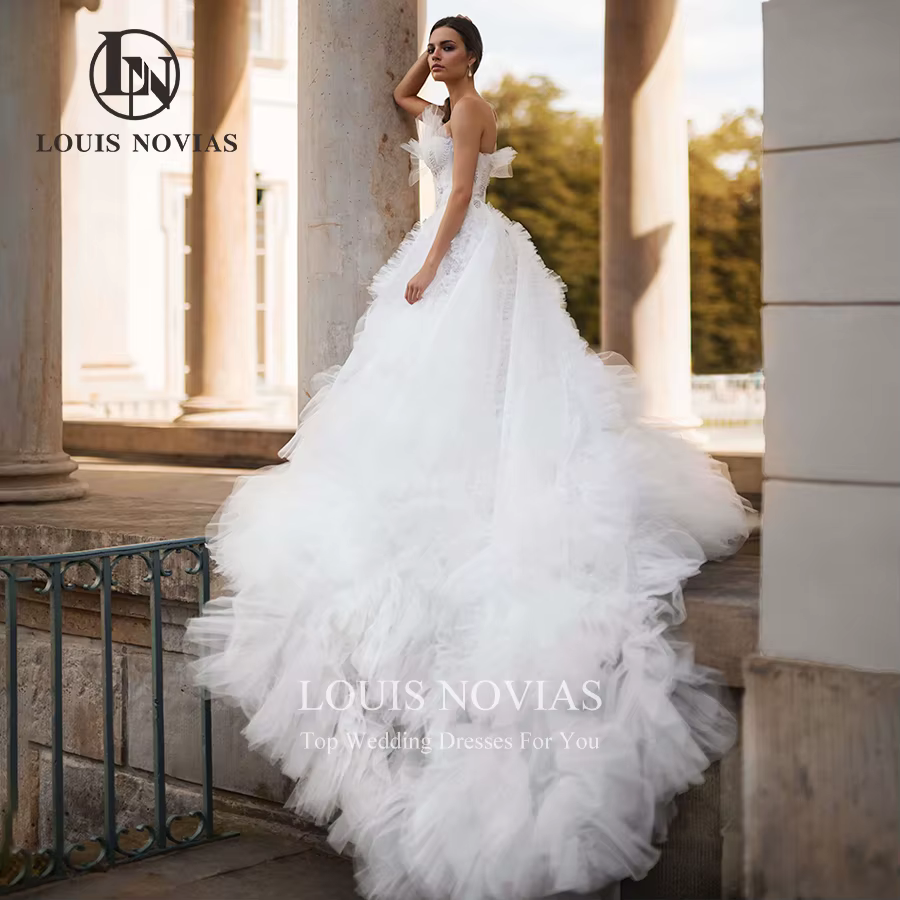 Modiis-Robe de mariée en tulle bouffante à plusieurs niveaux, robes de Rhchérie, robe de mariée élég