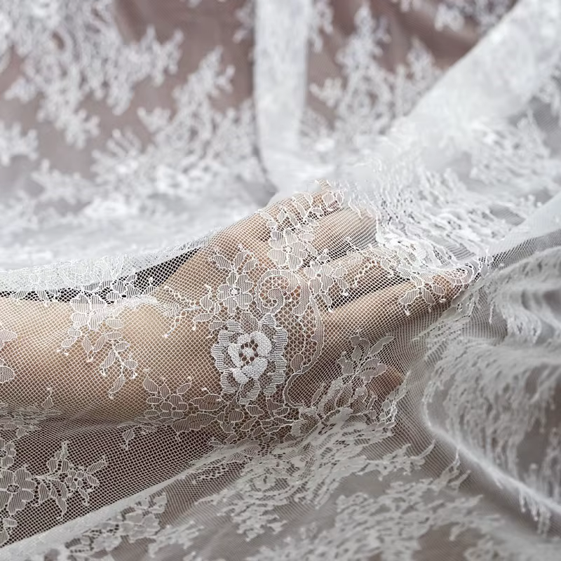 Tissu français en dentelle large, voile de mariage, jupe, robe, tissu noir et blanc, style doux et f