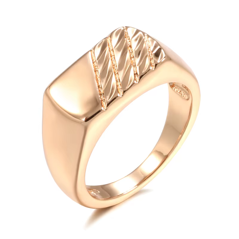 SYOUJYO – bague brillante pour hommes, anneau moderne, couleur or Rose, coupe carrée Simple, facile 